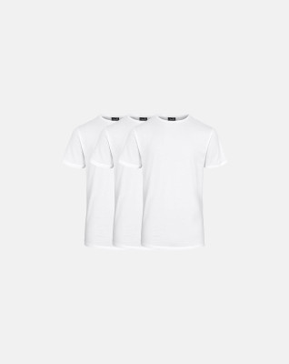 Økologisk bomuld, T-shirt, 3-pak, Hvid -Claudio