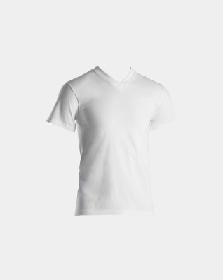 Økologisk bomuld, T-shirt v-neck "Jersey", Hvid -Dovre