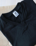 Økologisk bomuld, T-shirt v-neck "Jersey", Sort -Dovre