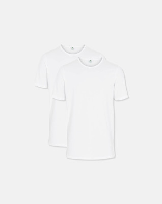 Økologisk bomuld, T-shirt, 2-pak, Hvid -Dovre