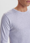 Økologisk bomuld, Langærmet T-shirt "Rib", Lys grå -Dovre