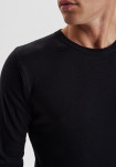 Økologisk bomuld, Langærmet T-shirt "Rib", Sort -Dovre