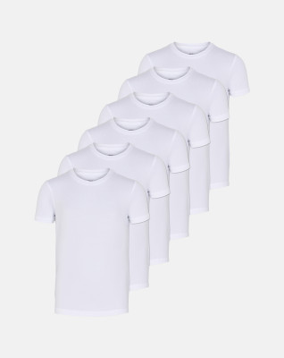 Bambus, T-shirt, 6-pak, Hvid - Dreng -JBS