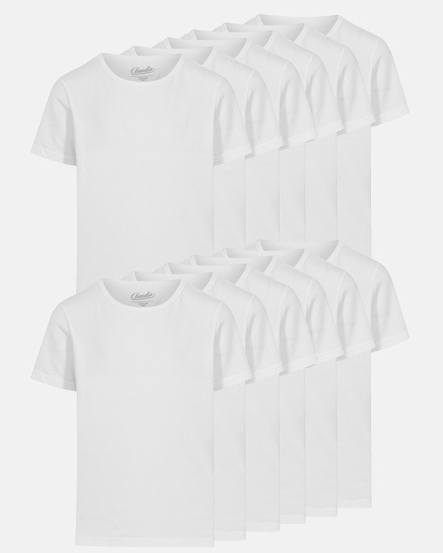 Økologisk bomuld, T-shirt, 12-pack, Hvid, Dreng -Claudio