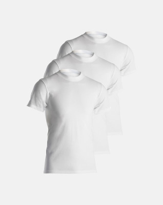 3-pack Økologisk bomuld, T-shirt o-hals "Jersey", Hvid -Dovre