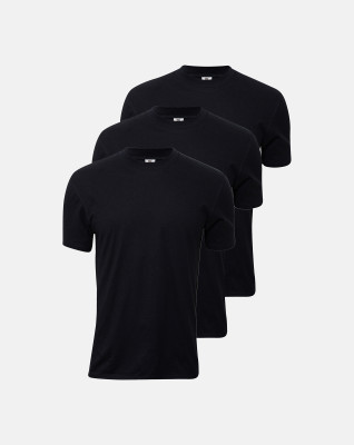 3-pack Økologisk bomuld, T-shirt o-hals "Jersey", Sort -Dovre