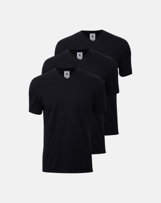 3-pack Økologisk bomuld, T-shirt v-neck "Jersey", Sort -Dovre