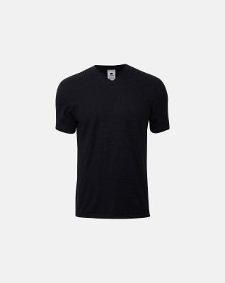 3-pack Økologisk bomuld, T-shirt v-neck "Jersey", Sort -Dovre