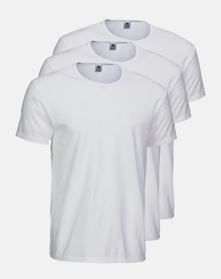 3-pack Økologisk bomuld, T-shirt, o-neck, hvid -Dovre