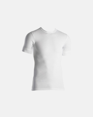 4-pack Økologisk bomuld, T-shirt "Rib", Hvid -Dovre