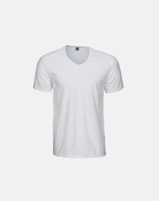 Økologisk bomuld, T-shirt, v-neck, hvid -Dovre