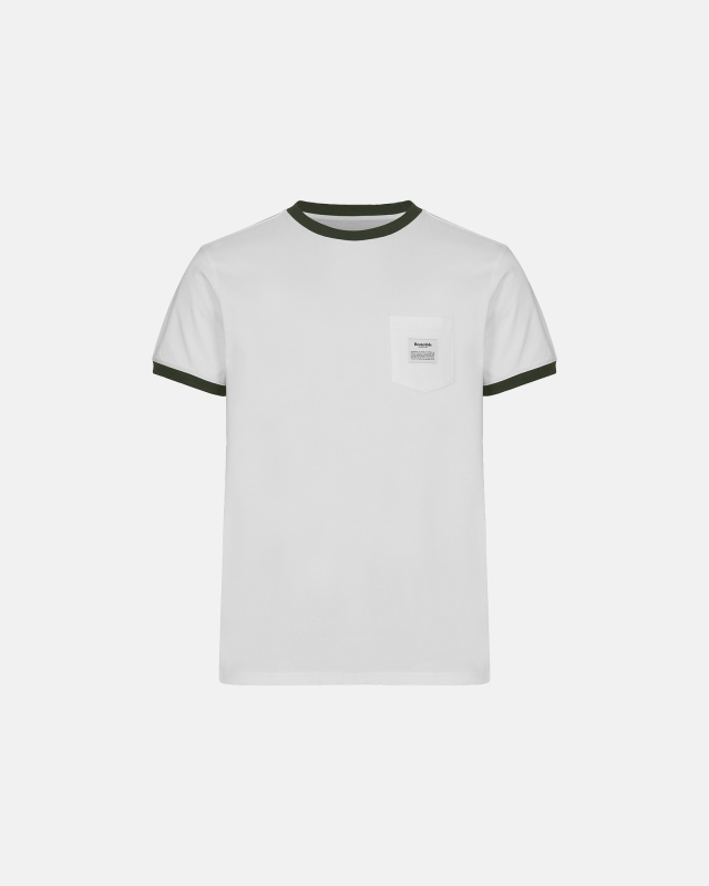 Økologisk bomuld, T-shirt &quot;retro pocket&quot;, Hvid/Army