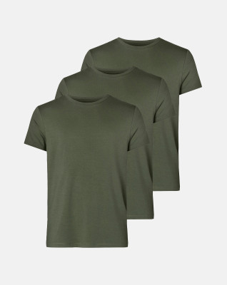 3-pack Bambus, T-shirt o-neck, Army -Resteröds